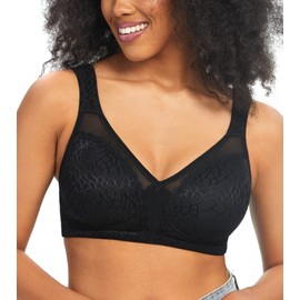 HACI Women's Full Coverage Minimizer Bra Non Padded Wirefree Full Figure Plus Size Bras for Large Bust(36B, Black)