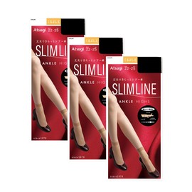 Atsugi FS3500 Women's Short Stockings, Slim Line, Ankle Length, 3-Pack, Black