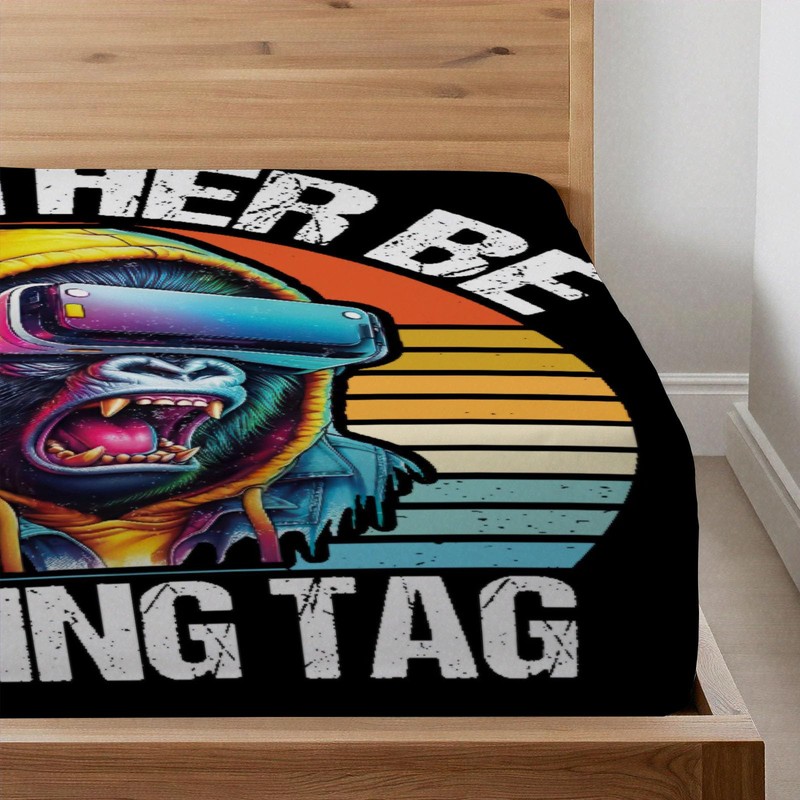 Allenjoy Full Size Vr Gorilla Game Fitted Sheet Chasing Gorillas