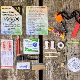 Pocket 30: Ultimate Tiny Survival Pocket Kit Bundle / 30-in-1 Ultralight EDC Wilderness, Travel, Camping, Hiking, Car, First Aid, Tactical, Emergency Gear - Great Gift!