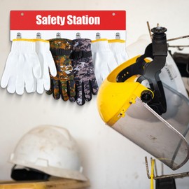 Honeydak Glove Station Organizer Wall Mount 15 x 4 Inches Glove Holder with 6 Clips Red Plastic for Firefighter Baseball Cut Resistant Gloves