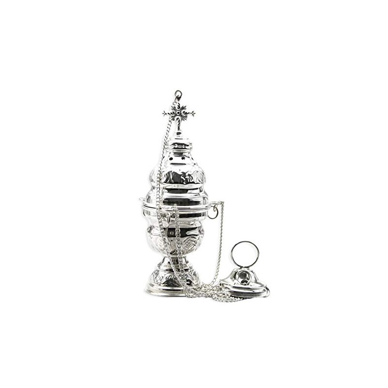 NKlaus Incense Barrel Brass Silver-Plated Inner Shell Solid Chain 20