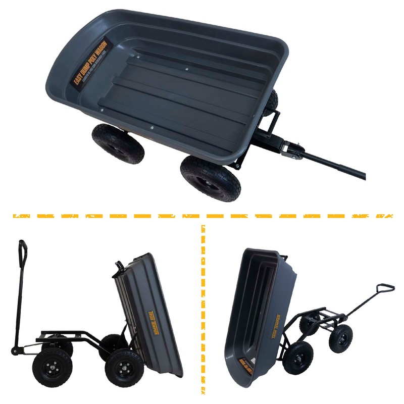 True Temper Poly Garden Cart Wagon, Easy Dump Design, 4