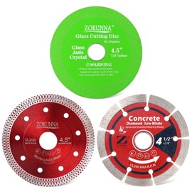ZORUNNA 4 1/2'' Diamond Blade for Angle Grinder 3 PCS- Mesh Tile Saw Blade, Green Glass Cutting Disc, Segmented Concrete Cutting Saw Blade,Perfect for Cutting Granite, Stone, Ceramic, Brick, Block.