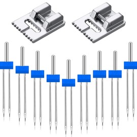 15 Pieces Twin Needle Double Twin Needles Pins with 2 Pieces 9 Groove Pintuck Presser Foot Sewing Machine Accessories for Household Sewing Machine, 3 Sizes Mixed 2.0/90, 3.0/90, 4.0/90