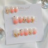 Peach Ice Stone Handmade Nail Tips - Long Oval /