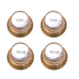 DIAO79NI Metric Top Hat Bell Knobs 2 Volume and 2 Tone Control Knobs Fine 18-Spline Set for Epiphone Les Paul LP Electric Guitar Replacement, Gold (Set of 2T2V)