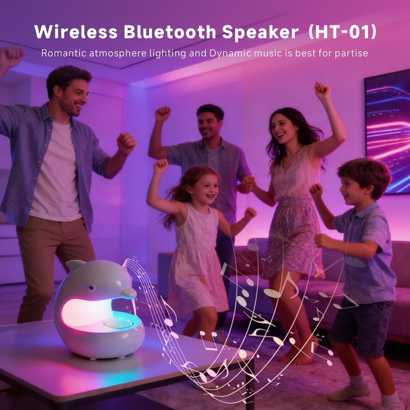 UMLAEN Smart LED Night Light with Bluetooth Speaker, Rechargeable Table
