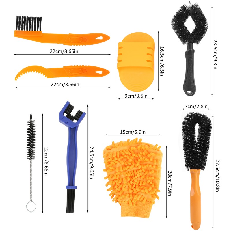 8pcs Bicycle Cleaning Tool Set Kit Bike Chain Tire Cleaning