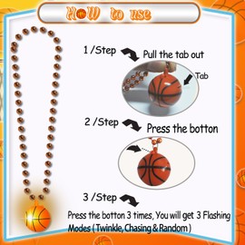 JOYHOO 6Pcs LED Light up Sports Ball Necklace with 3 Mode Design, Basketball and Soccer Fan Cheer Pendant,Party Glow Accessory, Sports Party Favors, Flashing Costume Accessories