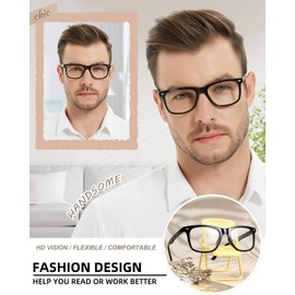 MARE AZZURO Large Reading Glasses 3.50+ Men Retro Square Readers 1.0 1.25 1.5 1.75 2.0 2.25 2.5 2.75 3.0 3.5 4.0 (Black, 3.50)