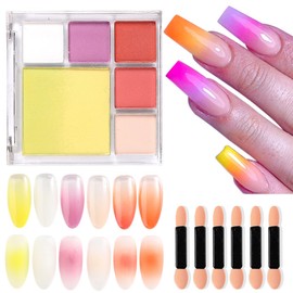 Neon Pigment Powder for Nails, 6 Colors Solid Neon Nail Powder, Fluorescent Pigment Set, White Yellow Neon Pink Rubbing Nail Dust, Summer Ombre Gradient Nail Art, Manicure Bling Glitter Kit