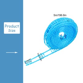 Luckious Washing Line - 5 Meters Adjustable Clotheslines, Portable Clothes Line Travel Camping Washing Line Portable for Home, Camping, Traveling (Blue)