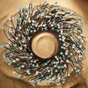 Quixem 15 Inch Rustic Teal Cream Pip Berry Candle Ring
