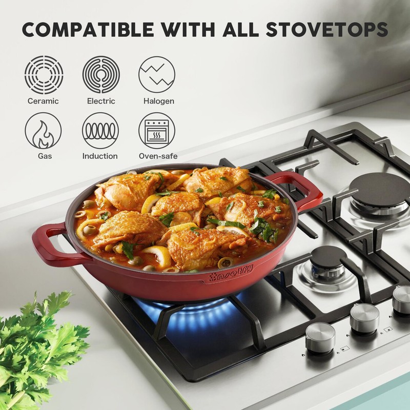 INSETFY Non-Stick Frying Pan/Skillet 11", 3QT Tagine Pan,Cast Aluminum Pans