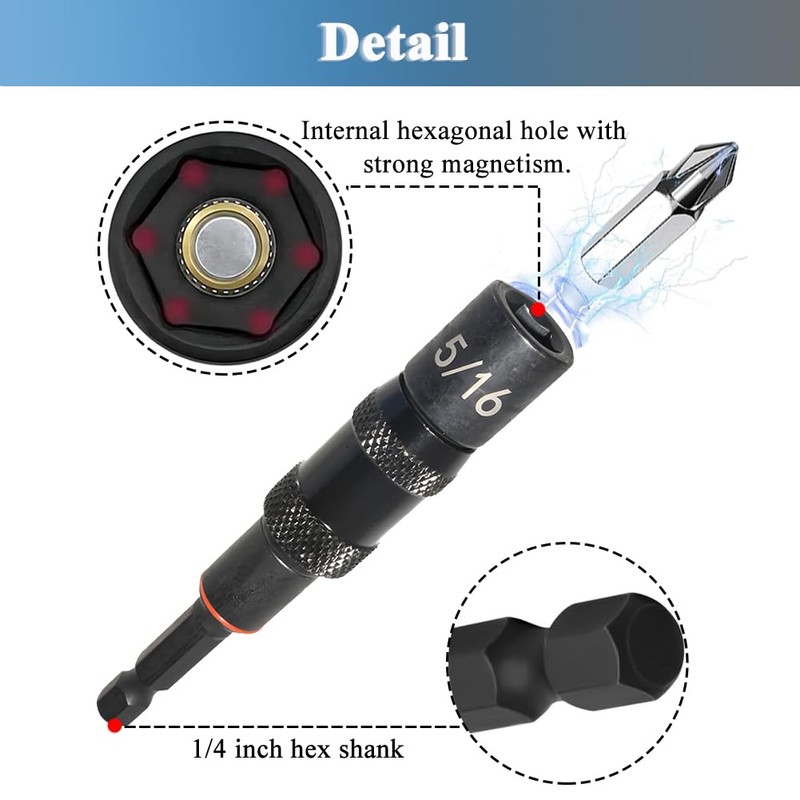 Teocpai 3PCS 1/4 5/16 3/8 Magnetic Screwdriver Bit Holder Swiveling