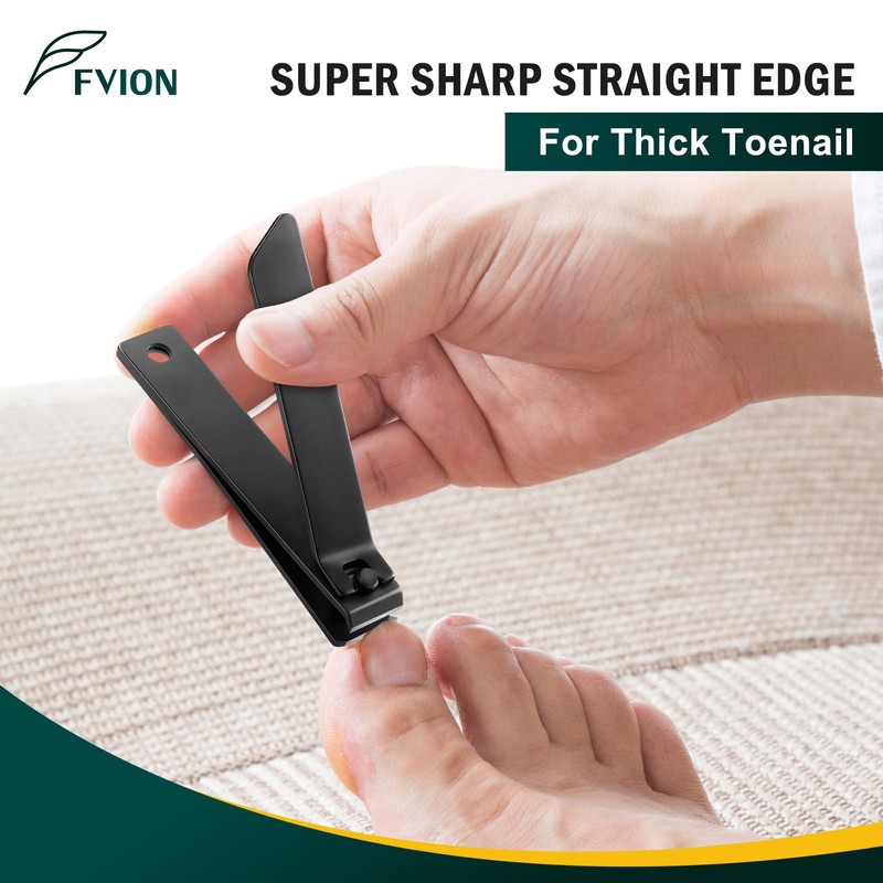 FVION 2 Piece Nail Clippers Set, Sharp Curved and Straight