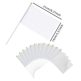 Naisfei Pack of 24 Flag DIY Hand-Held Mini Flags, Hand Flag with Pole, Blank Banner for Painting for Party, Parade, Celebration, Sports Event Decoration (White)