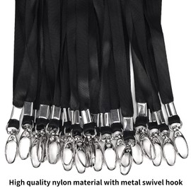20PCS Badge Lanyards Bulk Black Nylon Neck Lanyard Strap with Stainless Swivel Hook for ID Badge Holder ID Card Name Tag Key Chains Wallet Cellphone Office Id Badges