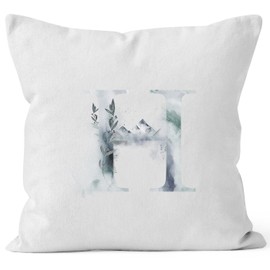 Autiga Letter Cushion Cover Letter Cushion Letter Alphabet Monogram Initial Letters Watercolor Drawn Cushion Cover, 40cm x 40cm