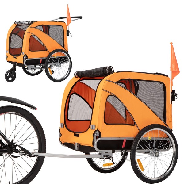 Sepnine & Leonpets Dog cart of 2 in1 Large Pet Dog Bike Trailer Bicycle Carrier and Jogger,Orange