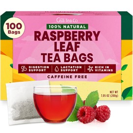 Gya Tea Co Raspberry Herbal Tea Bags (100 Bags) - Caffeine Free with a Tangy Flavor for All Day Comfort, Calming, Relaxing & Nourishing - Fruit & Herbal Blends
