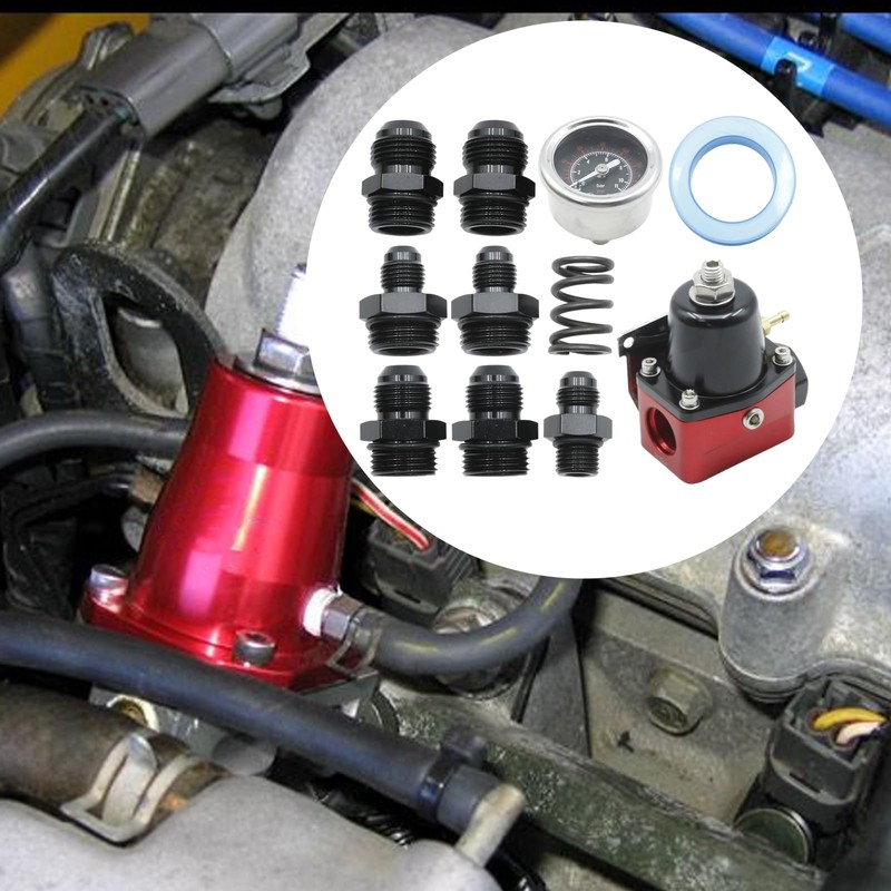 Vkinman Fuel Pressure Regulator 6AN, Black-Red Fuel Adjustable Universal Pressure