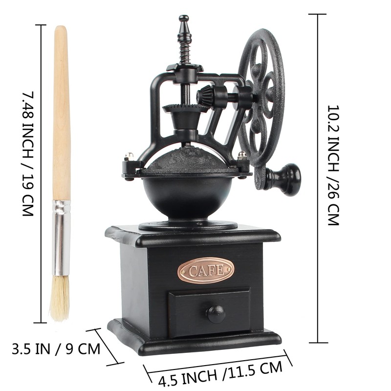 Coffee Grinder,Wooden Coffee Bean Grinder Manual Coffee Grinder Roller, Antique