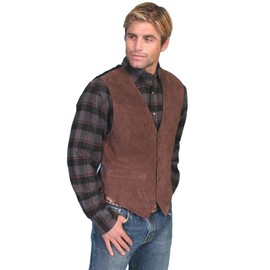 Scully Men's Suede Leather Western Vest, Expresso Boar Suede, XL