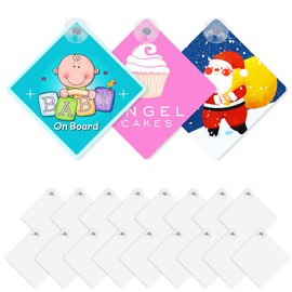 20 Pcs 5.5" x 5.5" Sublimation Blanks Suction Cup Car Window Sign, Aluminum Metal Removable Car Safety Warning Sign blanks for Heat Press Machine, DIY Craft, Custom Work