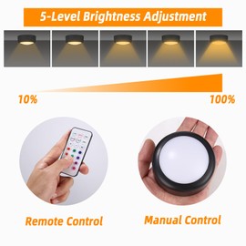 6er-Set LED Lampe mit Fernbedienung, 1000mAh Wiederaufladbar Kabellos Vitrinenbeleuchtung Magnetische Unterbauleuchte Küche LED Rund Schranklicht Regalbeleuchtung Touch Lampe Schrankbeleuchtung