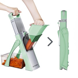 ZTQCSQ Upgraded version Mandoline Slicer for Kitchen &Safe Veggie Chopper 5 in 1 & Adjustable mandoline slicer.Detachable Blade,Can cut slicing,strips,shredding and dicing Kitchen Vegetable chopper