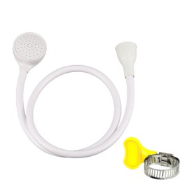 1 x White Shower Hose (Shower Head + Water Hose), with 1 x Water Hose Mounting Ring, Plastic Single Shower Hose, Suitable for Pets Cleaning