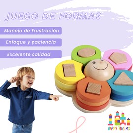HAPPY TOYS MX | Juguetes | Juego con Formas Geométricas de Madera | Juguetes Para Niños | Juguetes Didácticos Ideal en la Estimulación Temprana Para Bebe | Juguete Educativo de Madera
