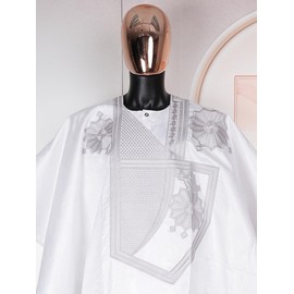 HD White African Couple Outfits Matching Sets Traditional Bazin Wedding Attire for Man 3 Pieces Boubou Caftan Outfit Embroidery 4XL