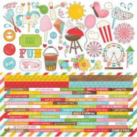 Photo Play Paper Scrapbooking Crafts 12X12 Stickers Summer Bucket List BBQ Word Strips Candy Fun