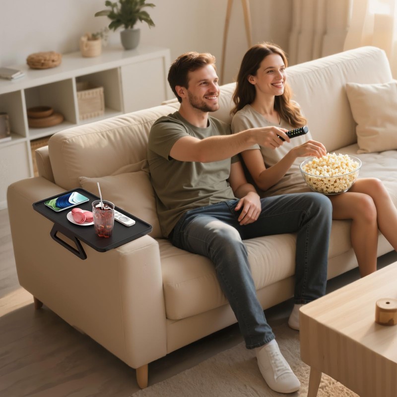 Lifewit Plastic Rotating Couch Armrest Table, Adjustable Sofa Arm Clip