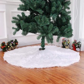 Christmas Tree Skirt, 3D Decoration, Underlay, Christmas Party, Ornament, Interior, Luxurious, Cute, Atmosphere, Tree Skirt, Luxurious, Base Cover, Round, Mokomoko, Snowflake, Indoor and Outdoor Decoration, Christmas Supplies (30.7 inches (78 cm)