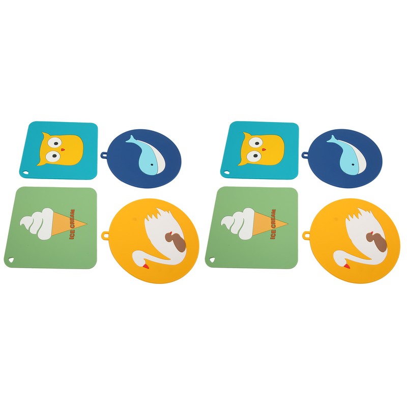 6Pcs Silicone Trivet Mats Cartoon Style Anti Slip Flexible Hanging