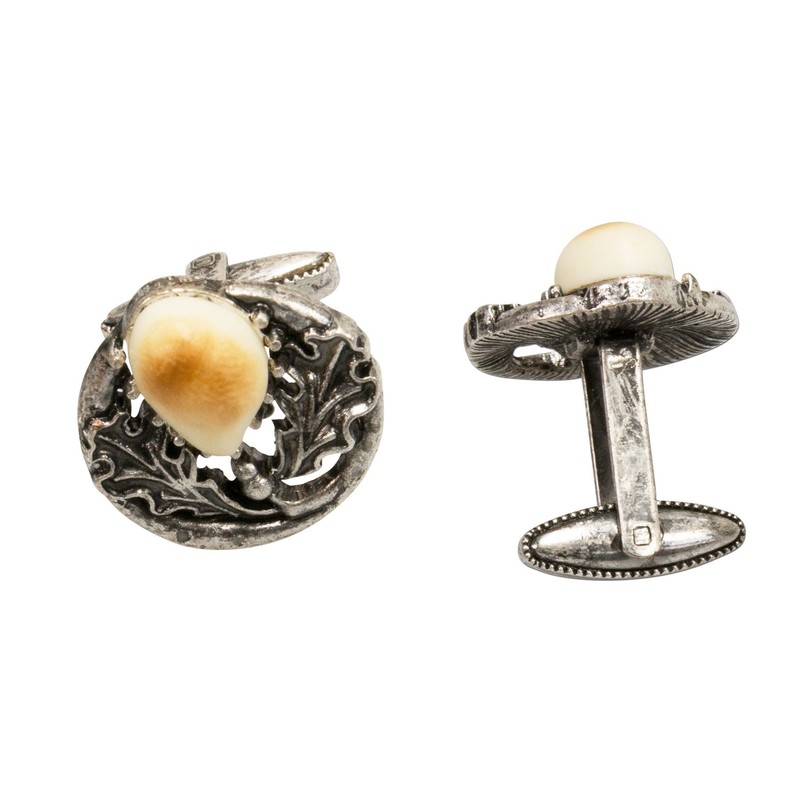 Alpenflüstern Grandl API072 Traditional Cufflinks Stag Tooth Two-Tone Colours, Metal