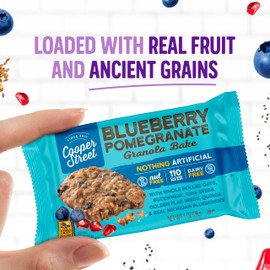 Cooper Street Granola Cookie Bake - Chewy Granola Bars with Chia, Flax, Buckwheat and Oats in Delicious Blueberry Pomegranate Flavor | Individually Wrapped Healthy Breakfast Bars | 2 oz | 30 Pack