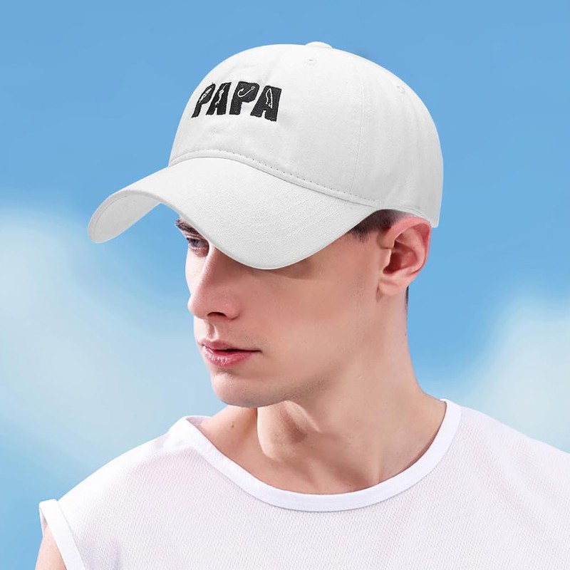 XYIYI Papa White Vintage Washed Distressed Baseball Cap Adjustable Cotton