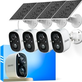 SOVMIKU 4CG6 Best 2K Solar Security Camera Wireless Outdoor, Battery Powered Camera, Easy to Setup, Motion Detection, Two Way Audio, Audible Flashlight Alarm,2.4GHz Wi-Fi, Color Night Vision, SD Slot