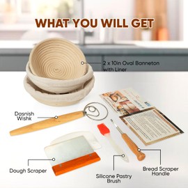 KOLNAMDINH Banneton Bread Proofing Basket, Set 3 Size Sourdough Starter Kit, Sourdough Bread Baking Supplies, Bread Making Supplies Tools (Round 3 size - 8", 9", 10")