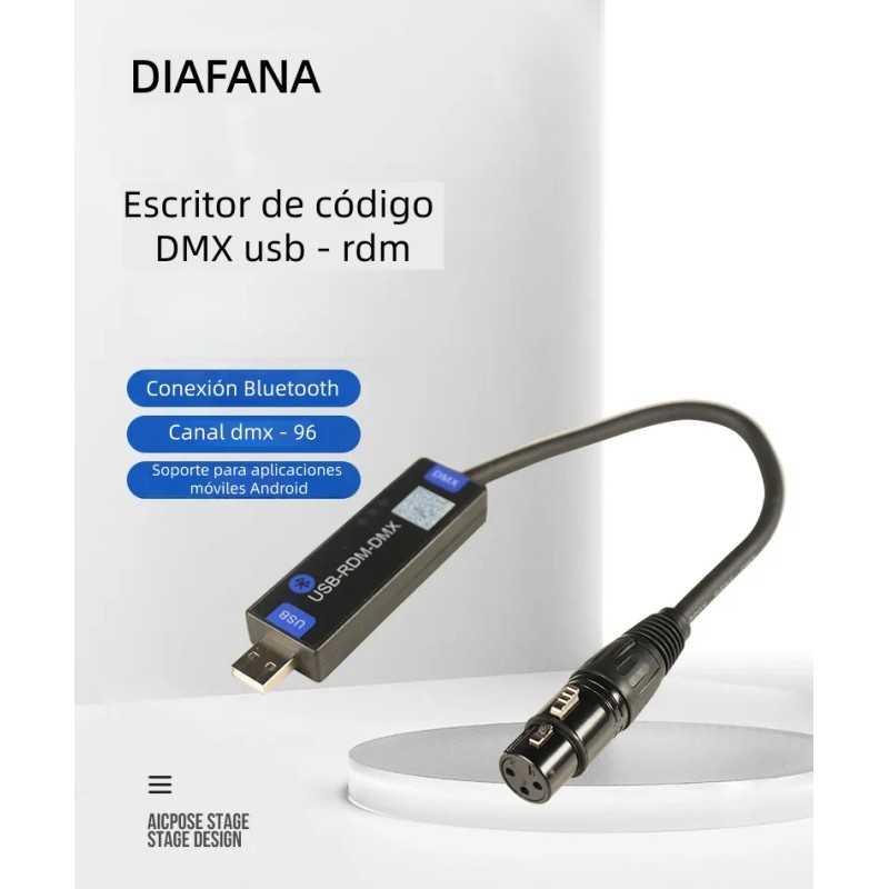 Interfaz Dmx Rdm Via Bluetooth Smartphone 96 Canales Con App