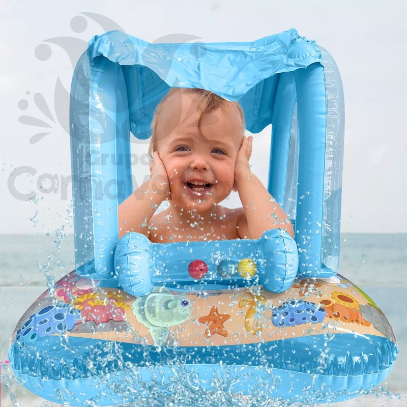 Grupo Carnavallia Salvavidas Inflable Infantil Azul Con Techo Para Bebé