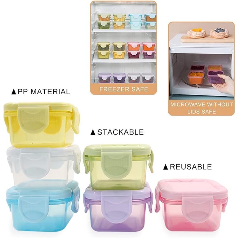 Plastic Salad Dressing Containers, 6Pcs Mini Food Storage Containers,Small Food