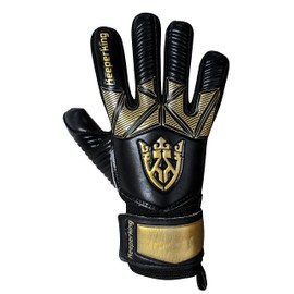 Keeperking Goalkeeper Gloves Children Youth Adults Football Gloves without Fingersave 4 mm Forehand (9, B-Gold)