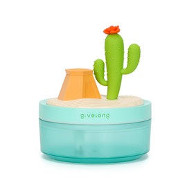 Mini Desk Humidifier with Cactus Landscape Decoration, Colorful Light, 320ml Capacity, Cool Mist, USB Powered. Perfect for Bedroom, Office & Car