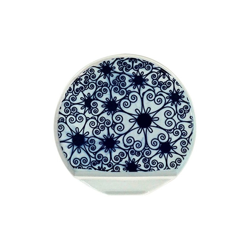 Ichiryu Kiln Flower Pattern "Japanese Crest" IM Half Moon Plate